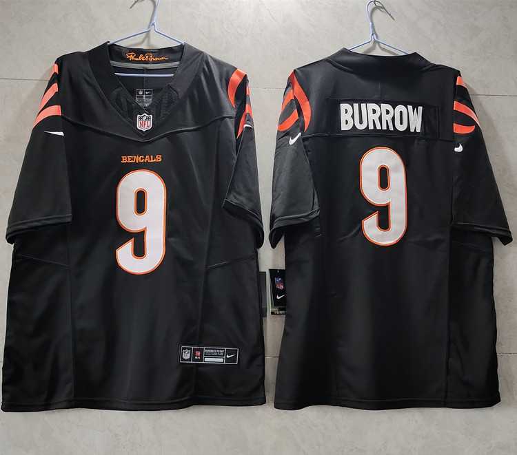 Mens Cincinnati Bengals #9 Joe Burrow Black 2023 F.U.S.E. Vapor Untouchable Limited Stitched Jersey